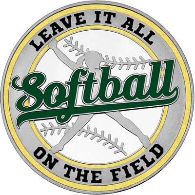 Dark Green "Softball" with Gold Outer Circular Borders